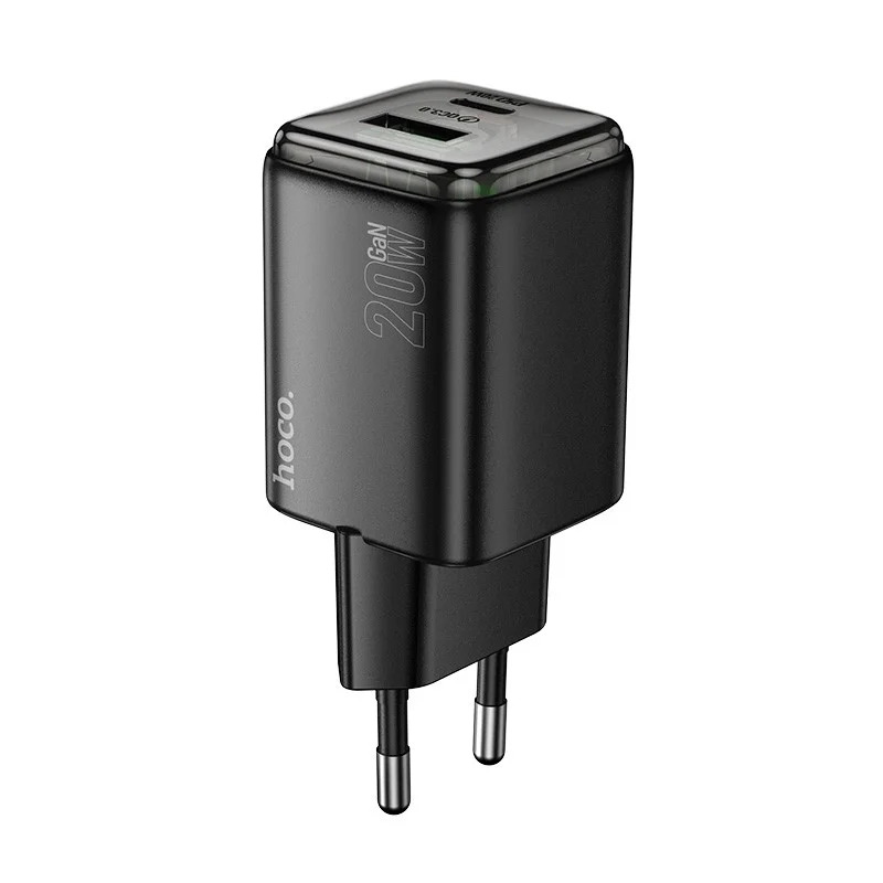 Φορτιστής Ταξιδίου Small Body Hoco N52 Monsoon με 2 Εξόδους Φόρτισης 1xUSB QC3.0A και 1xUSB-C PD20W GaN Tech Μαύρος Φορτιστής Ταξιδίου Small Body Hoco N52 Monsoon με 2 Εξόδους Φόρτισης 1xUSB QC3.0A και 1xUSB-C PD20W GaN Tech Μαύρος
