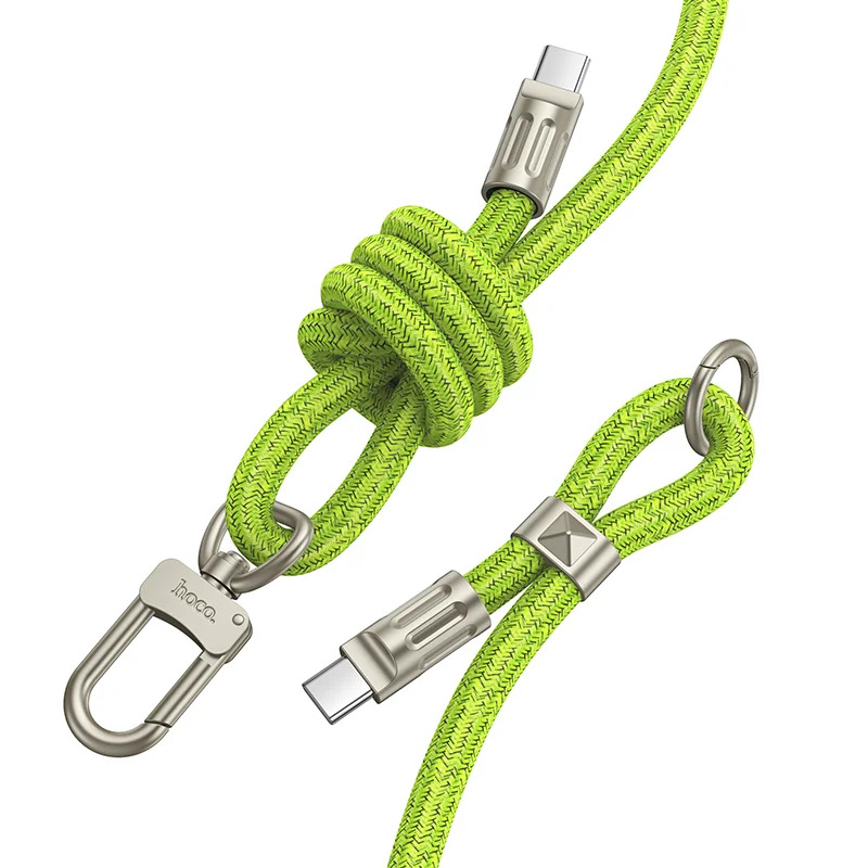 Καλώδιο Φόρτισης/Λουράκι Λαιμού Hoco GH7 USB-C σε USB-C 60W 3A Braided Πράσινο 1.8m Καλώδιο Φόρτισης/Λουράκι Λαιμού Hoco GH7 USB-C σε USB-C 60W 3A Braided Πράσινο 1.8m