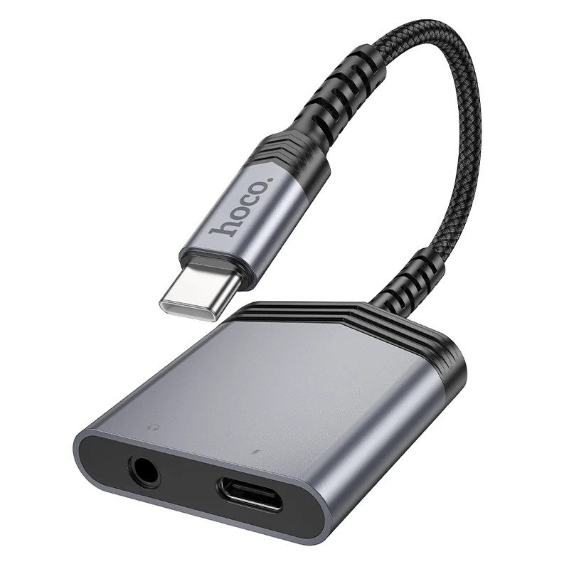 Αντάπτορας Hoco LS39 USB-C σε 1xUSB-C και 1x3.5mm για Τροφοδοσία και Ηχο Γκρί Αντάπτορας Hoco LS39 USB-C σε 1xUSB-C και 1x3.5mm για Τροφοδοσία και Ηχο Γκρί