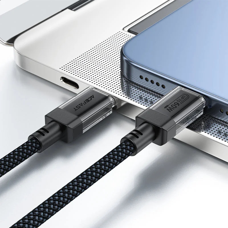 Καλώδιο Acefast C12-03 USB-C σε USB-C PD60W 3A Braided Μαύρο 1.2m Καλώδιο Acefast C12-03 USB-C σε USB-C PD60W 3A Braided Μαύρο 1.2m