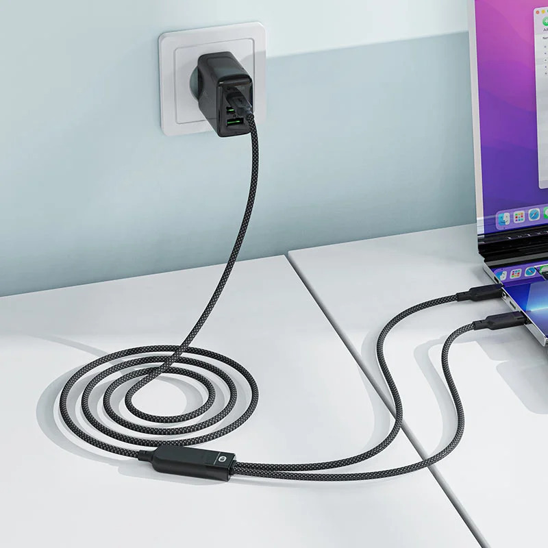 Καλώδιο Σύνδεσης Acefast C5-11 Μεταλλικό USB-C σε 2xUSB-C PD100W 20V/5A Braided Μαύρο 1.2m Καλώδιο Σύνδεσης Acefast C5-11 Μεταλλικό USB-C σε 2xUSB-C PD100W 20V/5A Braided Μαύρο 1.2m