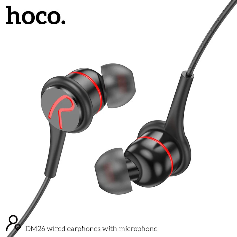 Hands Free Hoco DM26 Earphones Stereo 3.5mm Ανάγλυφο Καλώδιο με Elbow Design 1.2m Μαύρα Hands Free Hoco DM26 Earphones Stereo 3.5mm Ανάγλυφο Καλώδιο με Elbow Design 1.2m Μαύρα