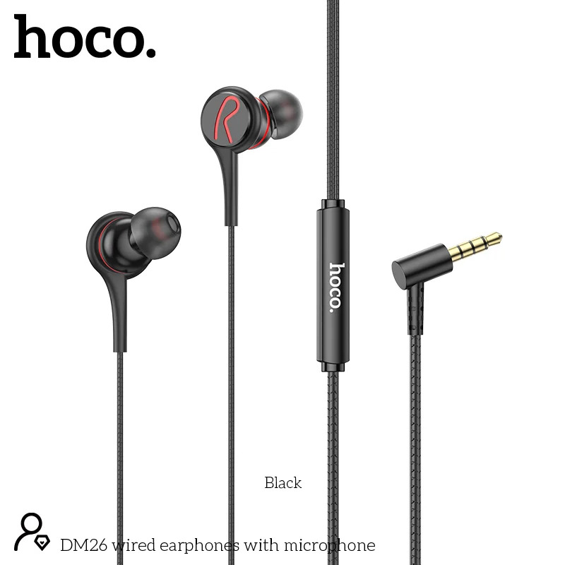 Hands Free Hoco DM26 Earphones Stereo 3.5mm Ανάγλυφο Καλώδιο με Elbow Design 1.2m Μαύρα Hands Free Hoco DM26 Earphones Stereo 3.5mm Ανάγλυφο Καλώδιο με Elbow Design 1.2m Μαύρα