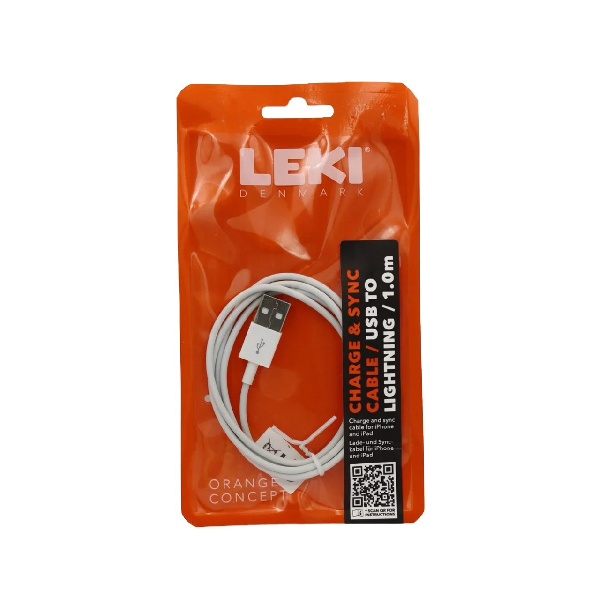 Καλώδιο Σύνδεσης και Φόρτισης Leki Orange Concept USB σε Lightning Λευκό 1m Καλώδιο Σύνδεσης και Φόρτισης Leki Orange Concept USB σε Lightning Λευκό 1m