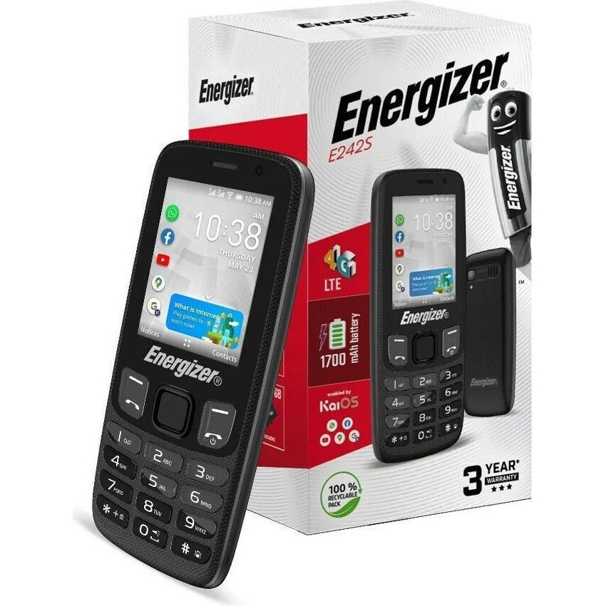 Energizer E242S+ 512MB/4GB Dual Sim 4G 2.4" KaiOS 2000mAh με Κάμερα Μαύρο Energizer E242S+ 512MB/4GB Dual Sim 4G 2.4" KaiOS 2000mAh με Κάμερα Μαύρο