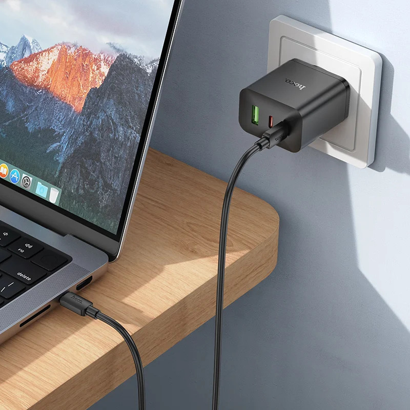 Φορτιστής Ταξιδίου Hoco N51 Scenery GaN 65W με 2xUSB-C και 1xUSB-A Μαύρος Φορτιστής Ταξιδίου Hoco N51 Scenery GaN 65W με 2xUSB-C και 1xUSB-A Μαύρος