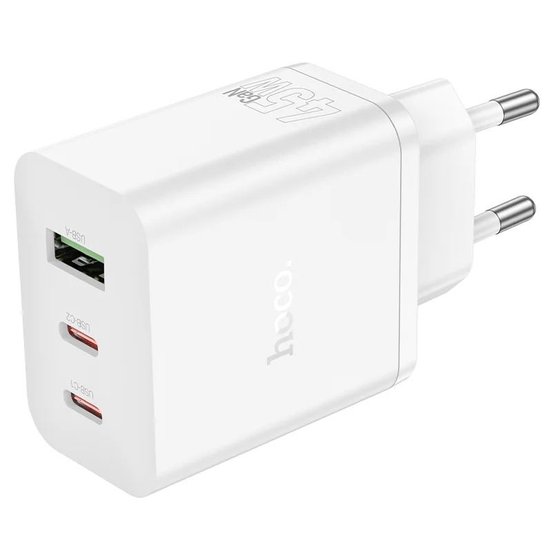 Φορτιστής Ταξιδίου Hoco N50 Scenery GaN 45W με 2 x USB-C και 1 x USB-A Λευκός Φορτιστής Ταξιδίου Hoco N50 Scenery GaN 45W με 2 x USB-C και 1 x USB-A Λευκός