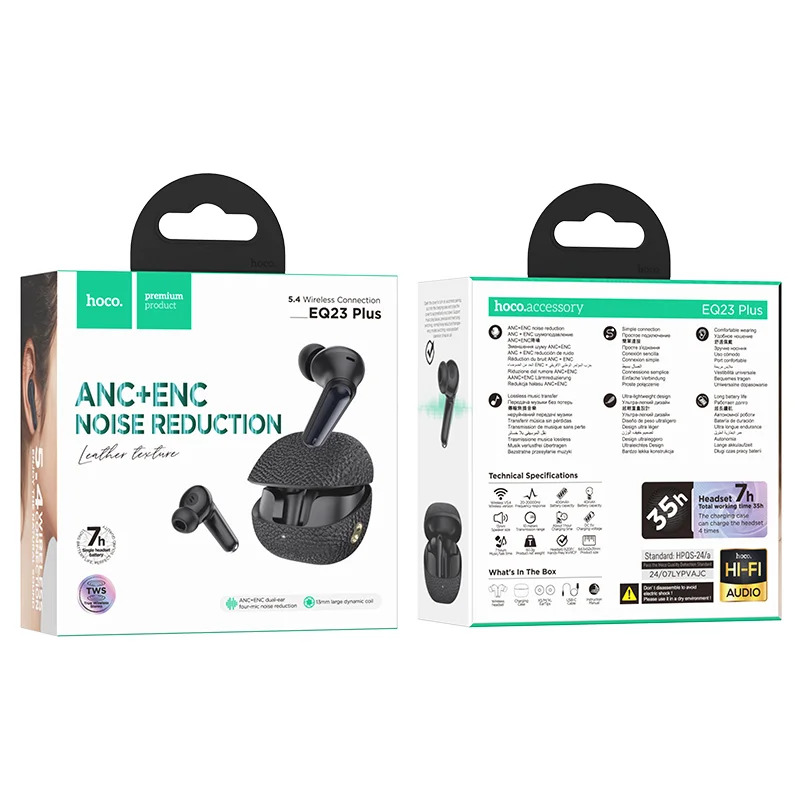 Wireless Hands Free Hoco EQ23 Plus Duke Ⅱ TWS V5.4 400mAh 7 Ώρες Λειτουργίας Συμβατό με Siri ANC+ENC Μαύρο Wireless Hands Free Hoco EQ23 Plus Duke Ⅱ TWS V5.4 400mAh 7 Ώρες Λειτουργίας Συμβατό με Siri ANC+ENC Μαύρο