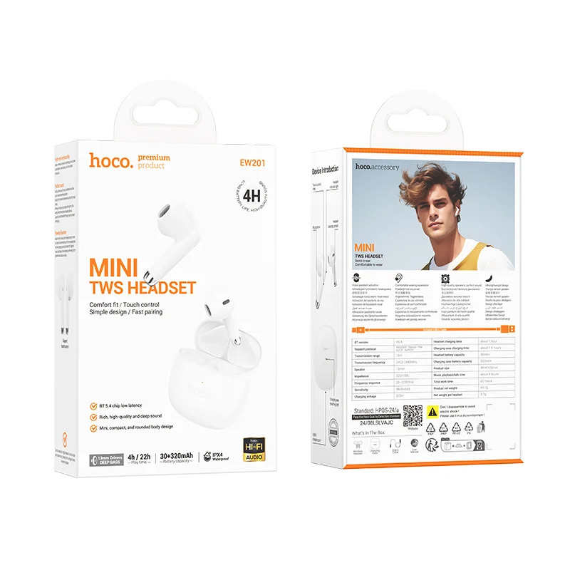 Wireless Hands Free Hoco EW201 Graceful V5.3 320mAh Συμβατό με Master/Slave Εναλλαγή και 4 Ώρες Ομιλίας Λευκά Wireless Hands Free Hoco EW201 Graceful V5.3 320mAh Συμβατό με Master/Slave Εναλλαγή και 4 Ώρες Ομιλίας Λευκά