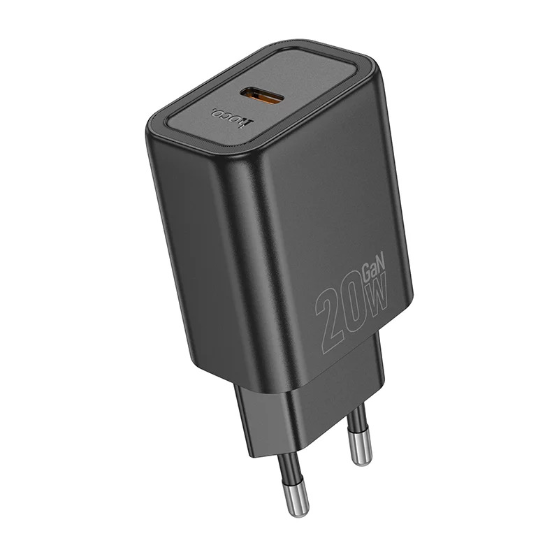 Φορτιστής Ταξιδίου Hoco N60 Gentle GaN με 1 Εξόδο Φόρτισης USB-C PD20W 5V 3.0A Μαύρος Φορτιστής Ταξιδίου Hoco N60 Gentle GaN με 1 Εξόδο Φόρτισης USB-C PD20W 5V 3.0A Μαύρος