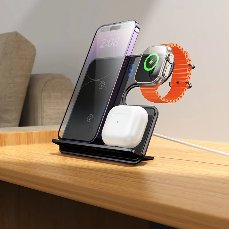 Επιτραπέζια Βάση Ασύρματης Φόρτισης Hoco CQ19 Falcon 3-σε-1 15W Κάθετη Φόρτιση 3 Συσκευών Μαύρη Επιτραπέζια Βάση Ασύρματης Φόρτισης Hoco CQ19 Falcon 3-σε-1 15W Κάθετη Φόρτιση 3 Συσκευών Μαύρη