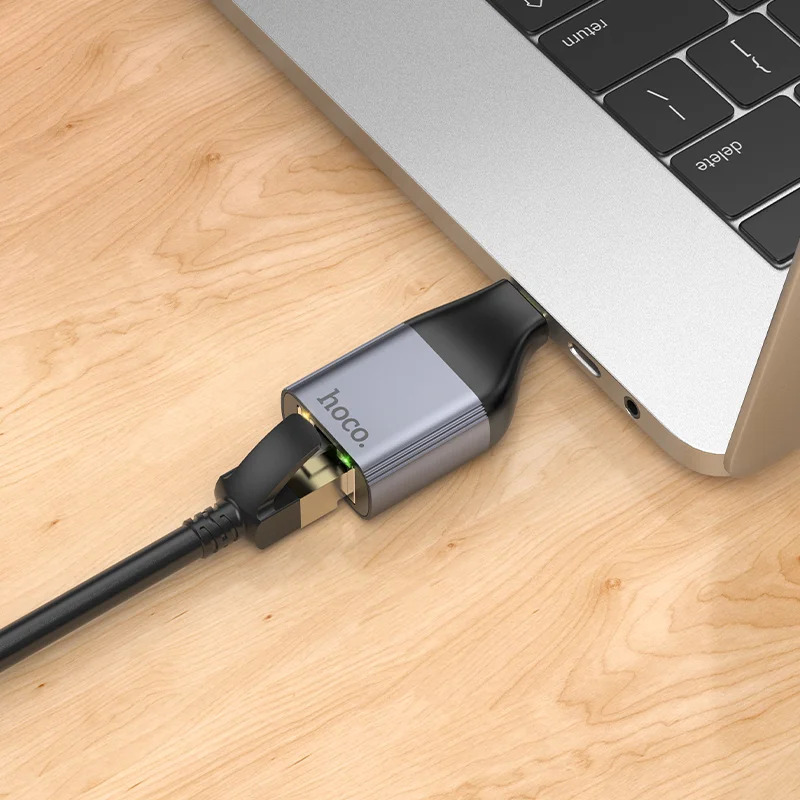 Αντάπτορας Hoco UA35 USB-C σε RJ45 OTG 100Mbps Γκρι Αντάπτορας Hoco UA35 USB-C σε RJ45 OTG 100Mbps Γκρι