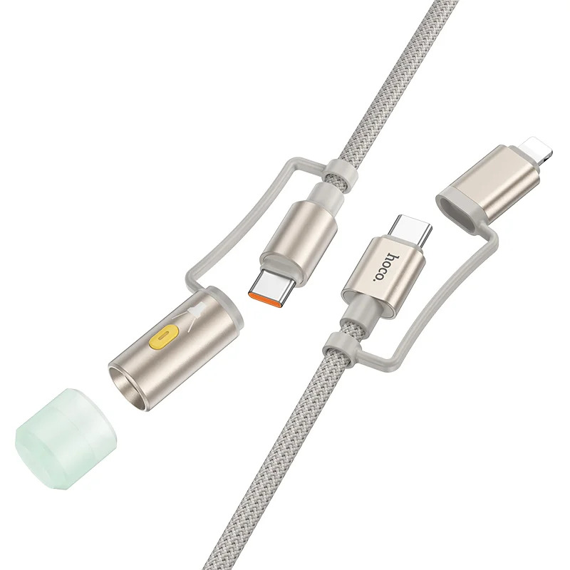 Καλώδιο σύνδεσης Hoco U138 USB-C/iP σε USB-C/Φακό 3A Braided Γκρι 1.2m Καλώδιο σύνδεσης Hoco U138 USB-C/iP σε USB-C/Φακό 3A Braided Γκρι 1.2m