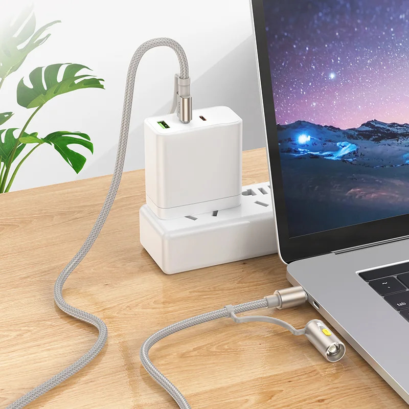 Καλώδιο σύνδεσης Hoco U138 USB-C/USB-A σε USB-C/Φακό 3A PD60W Braided Γκρι 1.2m Καλώδιο σύνδεσης Hoco U138 USB-C/USB-A σε USB-C/Φακό 3A PD60W Braided Γκρι 1.2m