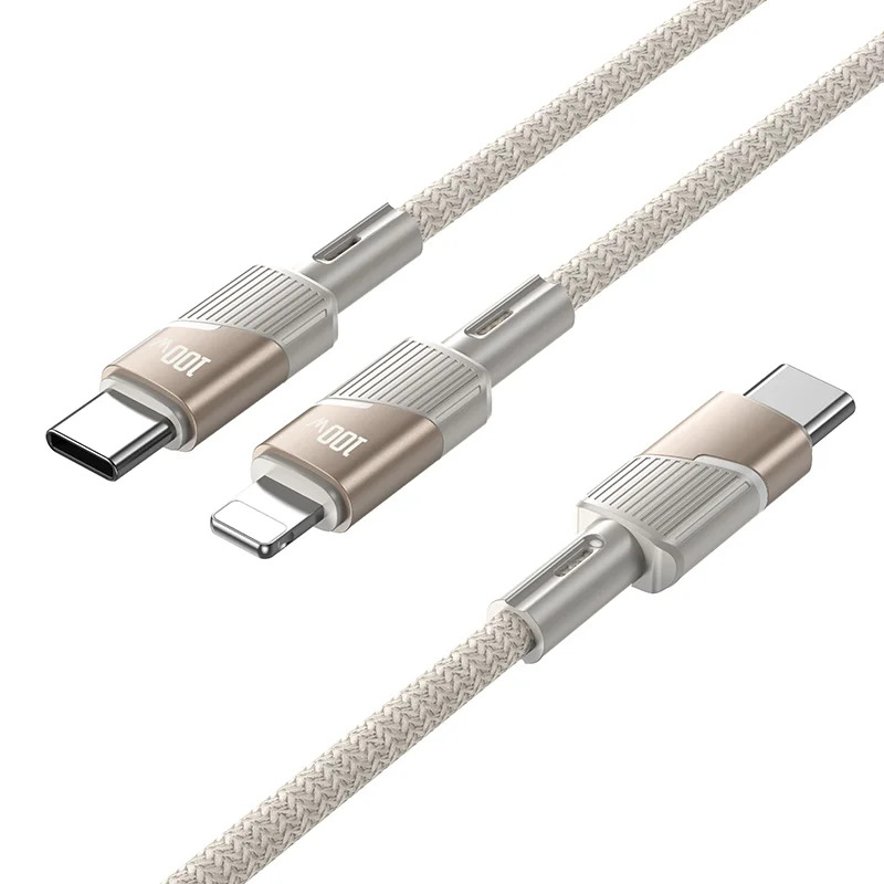 Καλώδιο Σύνδεσης Hoco U139 USB-C σε 2xUSB-C PD100W 20V/5A Braided Χρυσό 1.2m. Καλώδιο Σύνδεσης Hoco U139 USB-C σε 2xUSB-C PD100W 20V/5A Braided Χρυσό 1.2m.