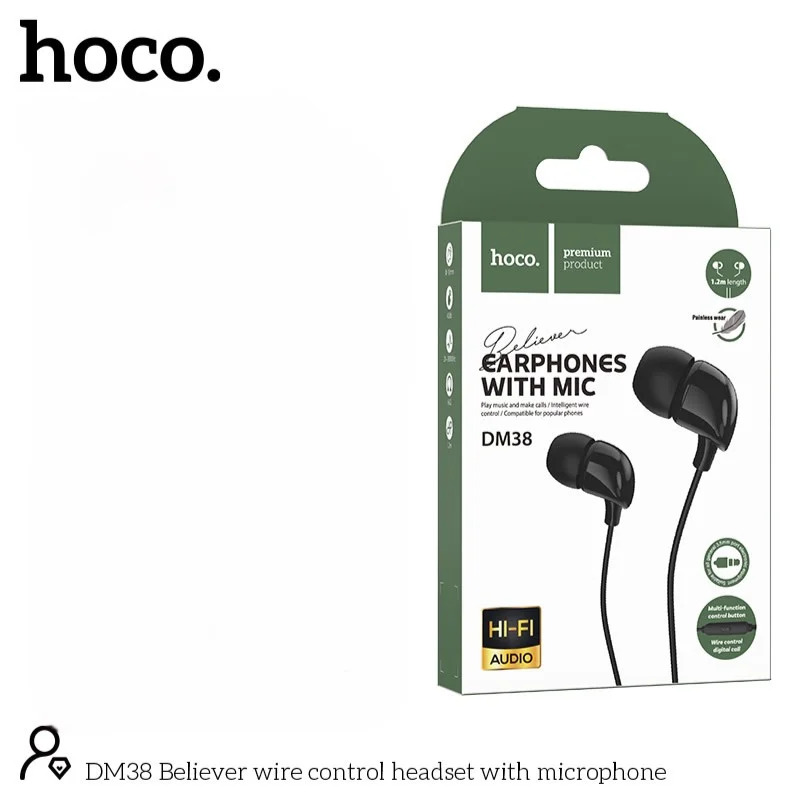 Hands Free Hoco DM38 Believer Stereo 3.5mm με Μικρόφωνο και Πλήκτρο Λειτουργίας 1.2m Μαύρα Hands Free Hoco DM38 Believer Stereo 3.5mm με Μικρόφωνο και Πλήκτρο Λειτουργίας 1.2m Μαύρα