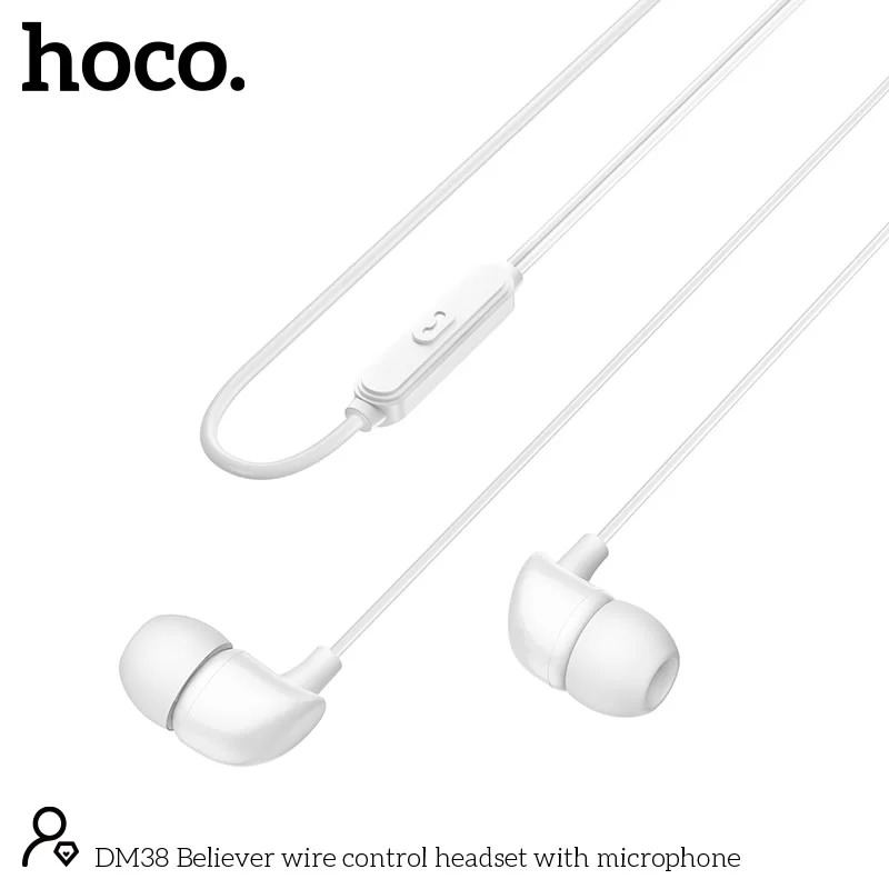 Hands Free Hoco DM38 Believer Stereo 3.5mm με Μικρόφωνο και Πλήκτρο Λειτουργίας 1.2m Λευκά Hands Free Hoco DM38 Believer Stereo 3.5mm με Μικρόφωνο και Πλήκτρο Λειτουργίας 1.2m Λευκά