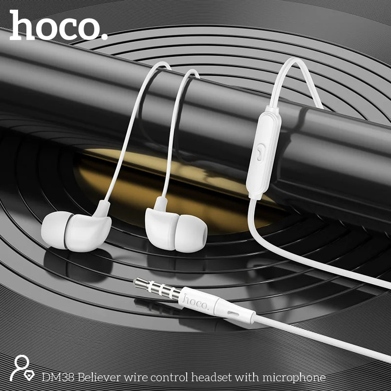 Hands Free Hoco DM38 Believer Stereo 3.5mm με Μικρόφωνο και Πλήκτρο Λειτουργίας 1.2m Λευκά Hands Free Hoco DM38 Believer Stereo 3.5mm με Μικρόφωνο και Πλήκτρο Λειτουργίας 1.2m Λευκά