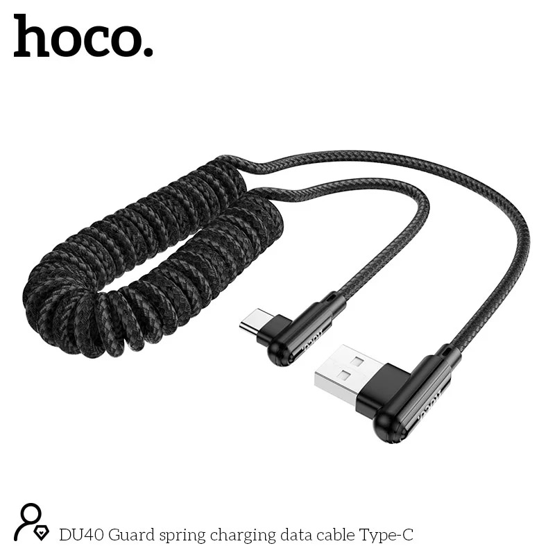 Καλώδιο σύνδεσης Hoco DU40 Guard USB σε USB-C 3A Spring Cable Braided Μαύρο 0.45-1m Καλώδιο σύνδεσης Hoco DU40 Guard USB σε USB-C 3A Spring Cable Braided Μαύρο 0.45-1m