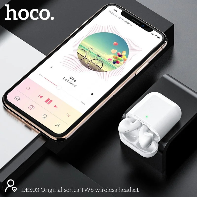 Wireless Hands Free Hoco DES03 Plus TWS V5.0 350mAh και 3h Ώρες Λειτουργίας Λευκά με Μαύρο Silicon Sleeve Wireless Hands Free Hoco DES03 Plus TWS V5.0 350mAh και 3h Ώρες Λειτουργίας Λευκά με Μαύρο Silicon Sleeve