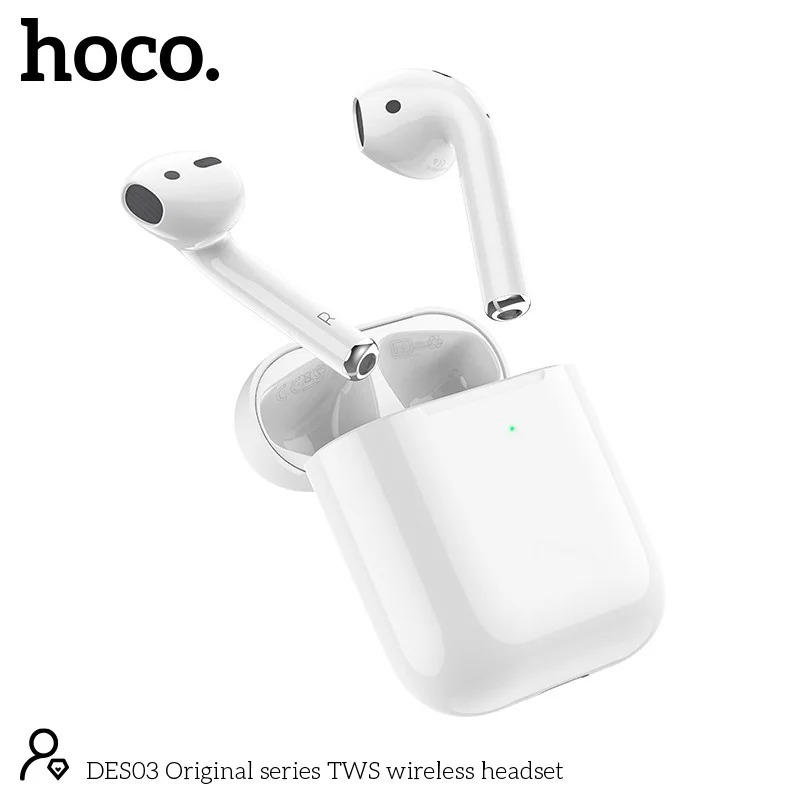 Wireless Hands Free Hoco DES03 Plus TWS V5.0 350mAh και 3h Ώρες Λειτουργίας Λευκά με Μαύρο Silicon Sleeve Wireless Hands Free Hoco DES03 Plus TWS V5.0 350mAh και 3h Ώρες Λειτουργίας Λευκά με Μαύρο Silicon Sleeve