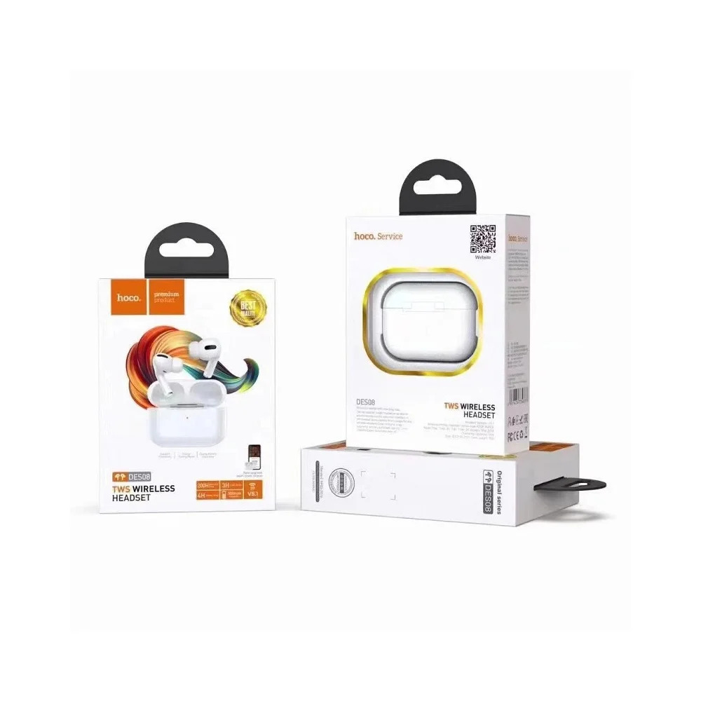 Wireless Hands Free Hoco DES08 Plus TWS V5.0 300mAh και 3h Ώρες Λειτουργίας Λευκά με Μαύρο Silicon Sleeve Wireless Hands Free Hoco DES08 Plus TWS V5.0 300mAh και 3h Ώρες Λειτουργίας Λευκά με Μαύρο Silicon Sleeve