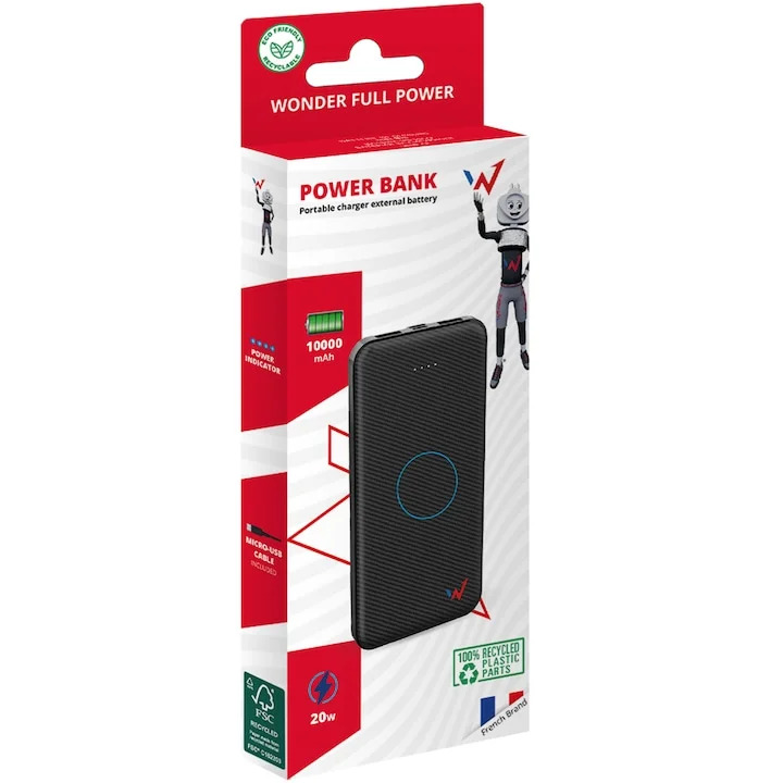 Power Bank Wonder WX10C Slim 10000mAh 20W με Εξόδους 2 x USB-A και 1 x USB-C Μαύρο Power Bank Wonder WX10C Slim 10000mAh 20W με Εξόδους 2 x USB-A και 1 x USB-C Μαύρο