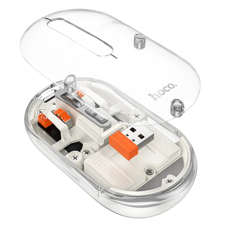 Bluetooth Ποντίκι Hoco GM35 General Wireless με 5 Πλήκτρα DPI 1600 Διάφανο Λευκό Bluetooth Ποντίκι Hoco GM35 General Wireless με 5 Πλήκτρα DPI 1600 Διάφανο Λευκό