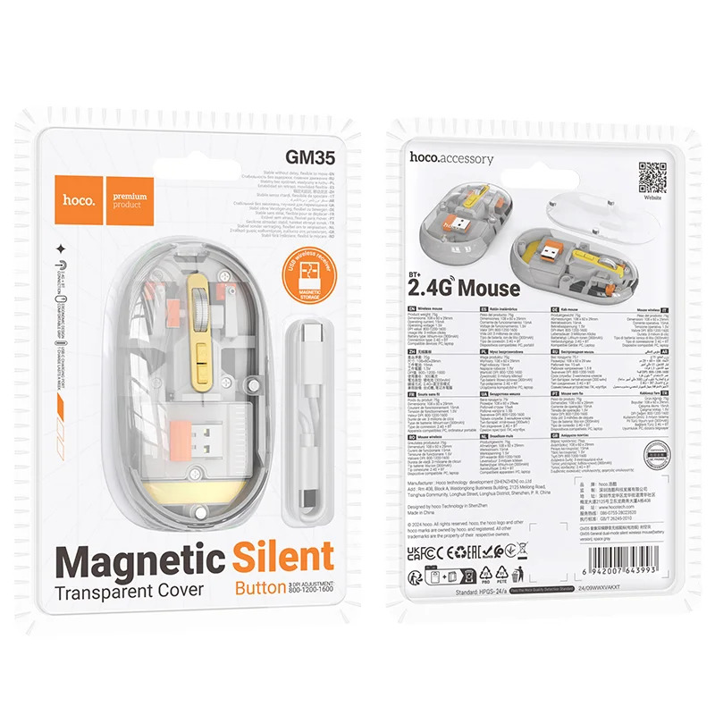 Bluetooth Ποντίκι Hoco GM35 General Wireless με 5 Πλήκτρα DPI 1600 Γκρι Διάφανο Bluetooth Ποντίκι Hoco GM35 General Wireless με 5 Πλήκτρα DPI 1600 Γκρι Διάφανο