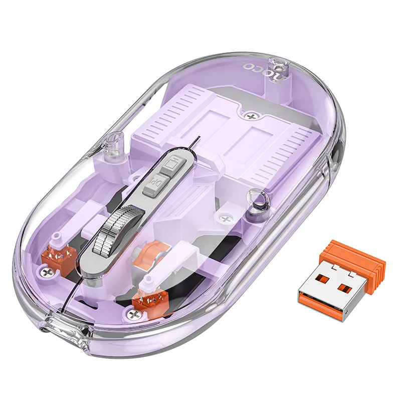 Bluetooth Ποντίκι Hoco GM35 General Wireless με 5 Πλήκτρα DPI 1600 Μωβ Διάφανο Bluetooth Ποντίκι Hoco GM35 General Wireless με 5 Πλήκτρα DPI 1600 Μωβ Διάφανο