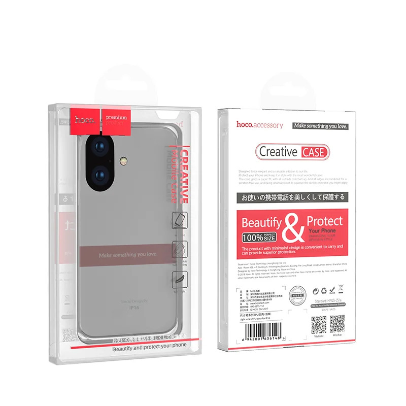 Θήκη Hoco TPU Light Series για Apple iPhone 16 Smoke Θήκη Hoco TPU Light Series για Apple iPhone 16 Smoke
