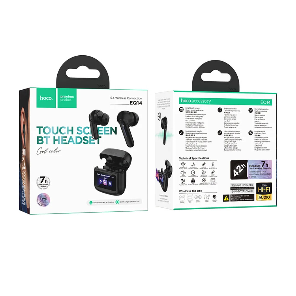 Wireless Hands Free Hoco EQ14 Cool Color TWS Hi-Fi Audio V5.4 500mAh 7 Ώρες Ομιλίας Μαύρα Wireless Hands Free Hoco EQ14 Cool Color TWS Hi-Fi Audio V5.4 500mAh 7 Ώρες Ομιλίας Μαύρα