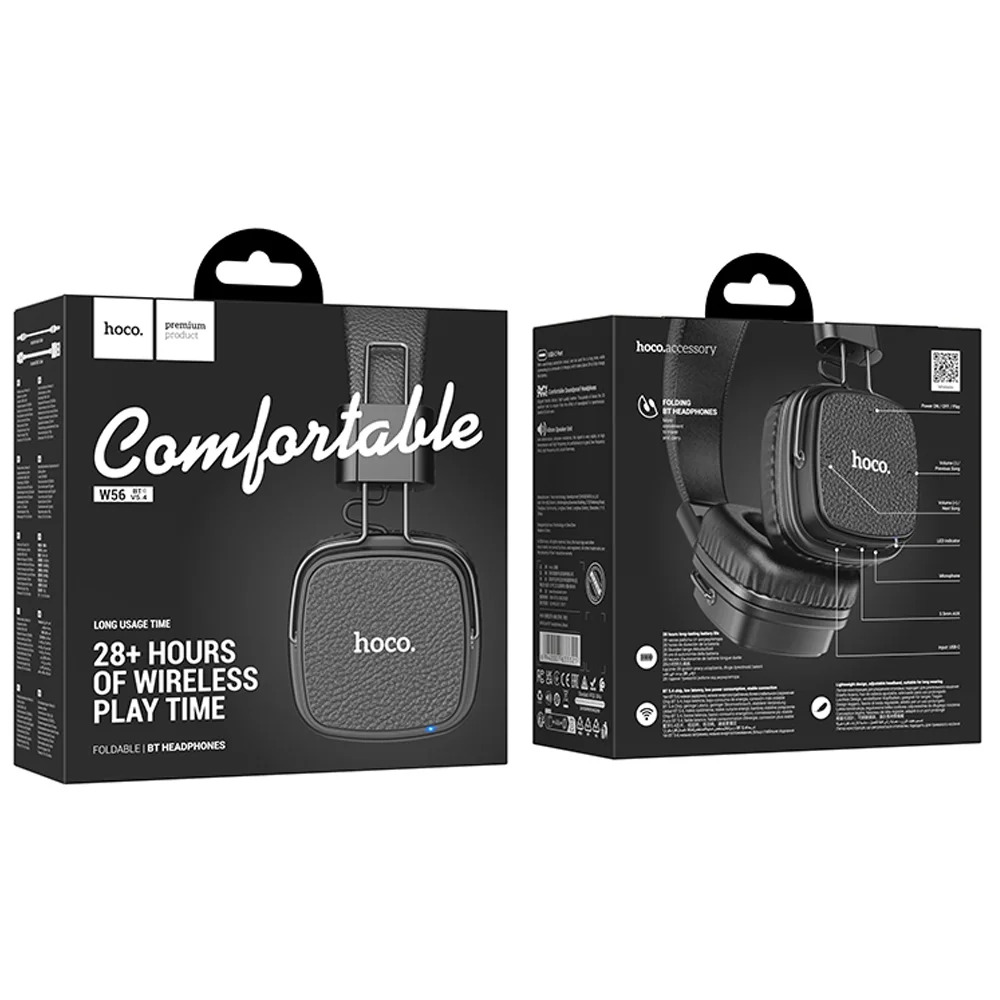 Wireless Ακουστικά Stereo Hoco W56 Earl V5.4 250mAh με AUX και Μικρόφωνο Μαύρα Wireless Ακουστικά Stereo Hoco W56 Earl V5.4 250mAh με AUX και Μικρόφωνο Μαύρα