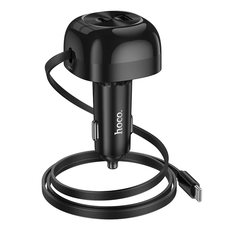 Φορτιστής Αυτοκινήτου Hoco NZ15 Unimpeded PD60W με 1x USB-C και 1x USB-A με Αναδιπλούμενο USB-C Καλώδιο 75cm Μαύρος Φορτιστής Αυτοκινήτου Hoco NZ15 Unimpeded PD60W με 1x USB-C και 1x USB-A με Αναδιπλούμενο USB-C Καλώδιο 75cm Μαύρος