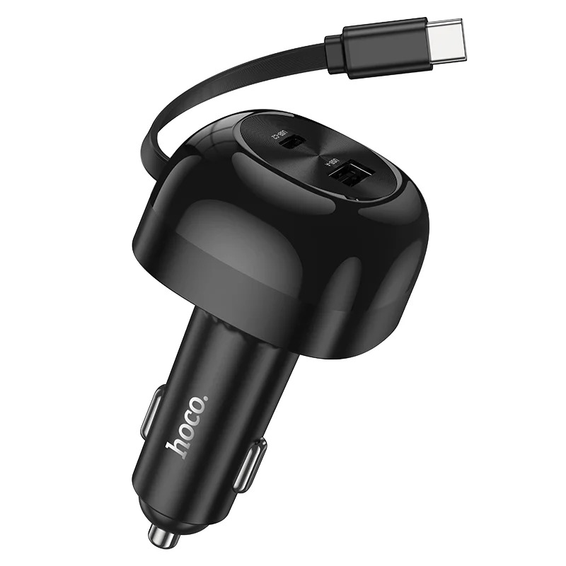 Φορτιστής Αυτοκινήτου Hoco NZ15 Unimpeded PD60W με 1x USB-C και 1x USB-A με Αναδιπλούμενο USB-C Καλώδιο 75cm Μαύρος Φορτιστής Αυτοκινήτου Hoco NZ15 Unimpeded PD60W με 1x USB-C και 1x USB-A με Αναδιπλούμενο USB-C Καλώδιο 75cm Μαύρος