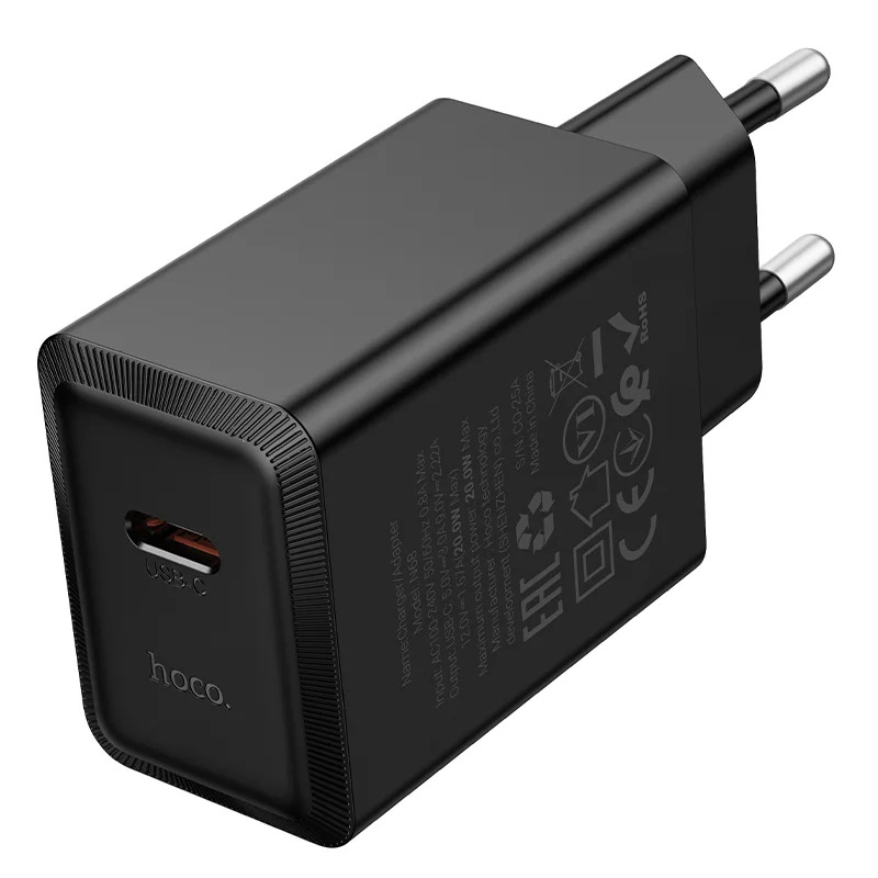 Φορτιστής Ταξιδίου Hoco N68 Nuevo με 1 Εξόδο Φόρτισης USB-C PD20W 5V 3.0A Μαύρος Φορτιστής Ταξιδίου Hoco N68 Nuevo με 1 Εξόδο Φόρτισης USB-C PD20W 5V 3.0A Μαύρος