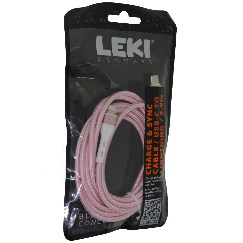 Καλώδιο Σύνδεσης και Φόρτισης Leki Black Concept USB-C σε Lightning Braided Ροζ 2m Καλώδιο Σύνδεσης και Φόρτισης Leki Black Concept USB-C σε Lightning Braided Ροζ 2m