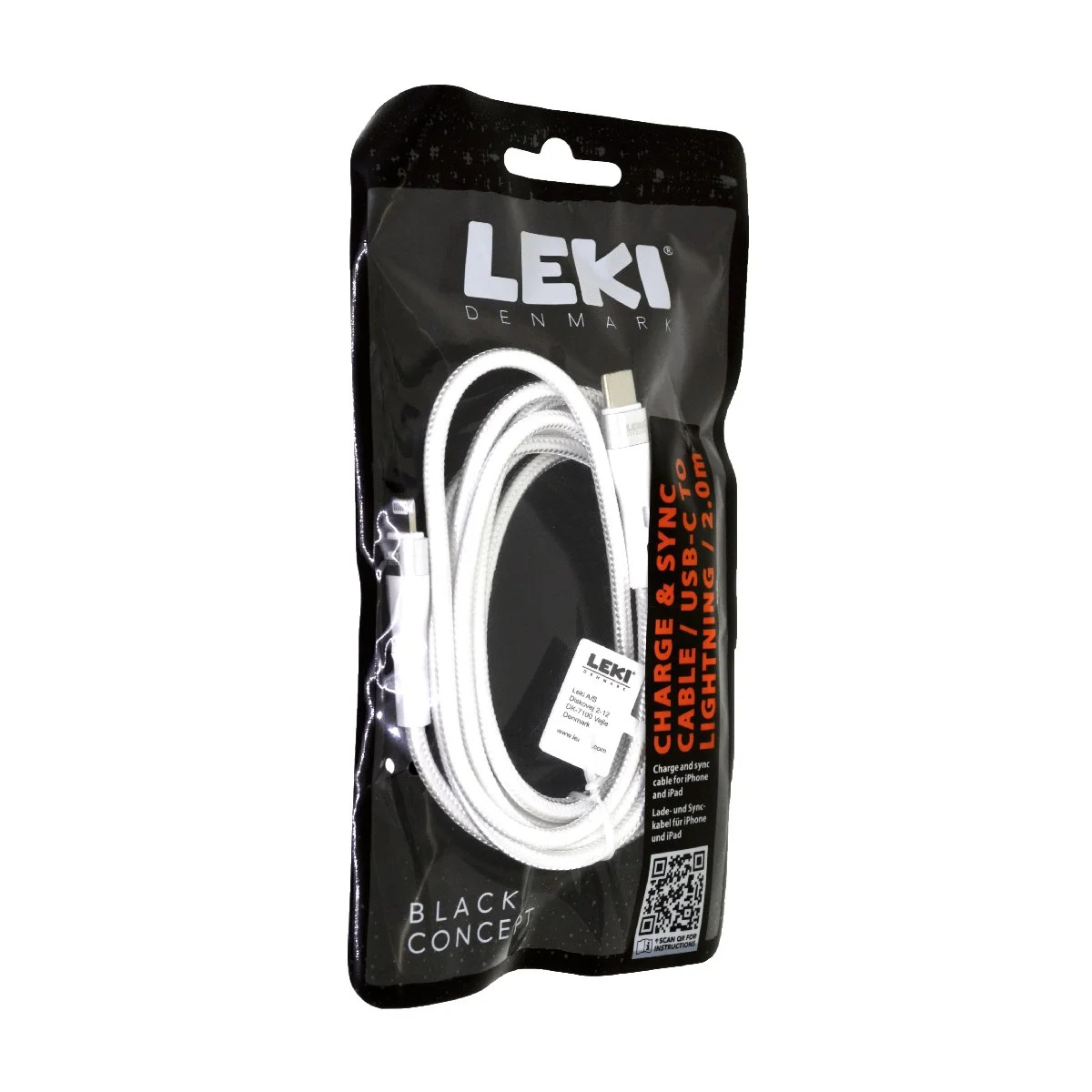 Καλώδιο Σύνδεσης και Φόρτισης Leki Black Concept USB-C σε Lightning Braided Λευκό 2m Καλώδιο Σύνδεσης και Φόρτισης Leki Black Concept USB-C σε Lightning Braided Λευκό 2m