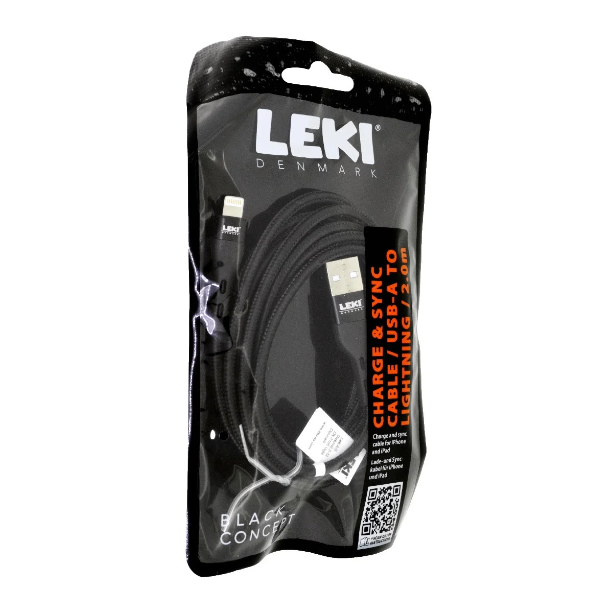 Καλώδιο Σύνδεσης και Φόρτισης Leki Black Concept USB-A σε Lightning Braided Μαύρο 2m Καλώδιο Σύνδεσης και Φόρτισης Leki Black Concept USB-A σε Lightning Braided Μαύρο 2m