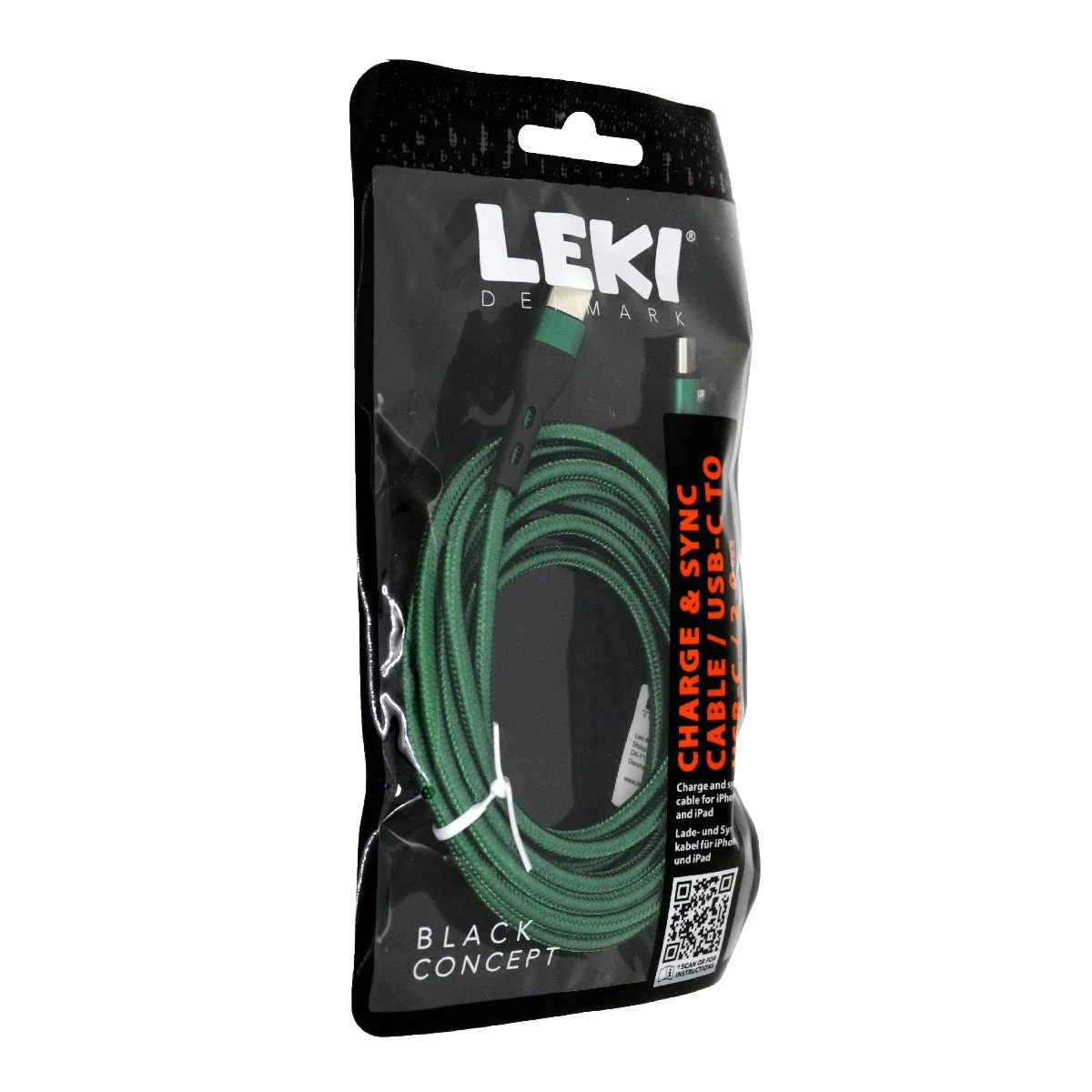 Καλώδιο Σύνδεσης και Φόρτισης Leki Black Concept USB-C σε USB-C Braided Πράσινο 2m Καλώδιο Σύνδεσης και Φόρτισης Leki Black Concept USB-C σε USB-C Braided Πράσινο 2m