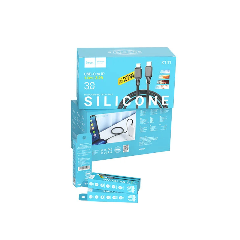 Καλώδιο Σύνδεσης Hoco X101 Silicon Assistant USB-C σε Lightning Fast Charging 27W Μαύρο 1m Σετ 30 τμχ Καλώδιο Σύνδεσης Hoco X101 Silicon Assistant USB-C σε Lightning Fast Charging 27W Μαύρο 1m Σετ 30 τμχ