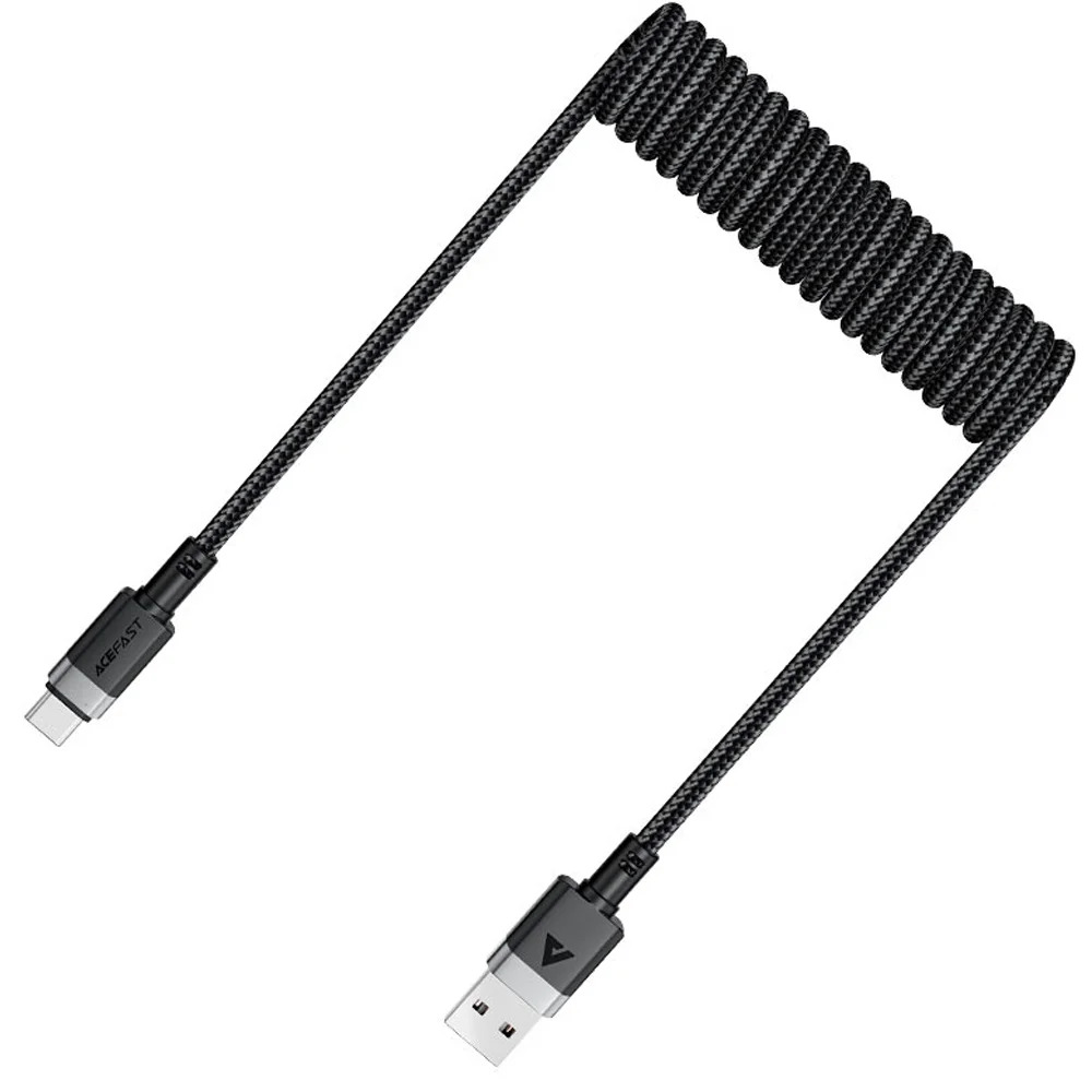 Καλώδιο Σύνδεσης Acefast C14-04 USB-A σε USB-C 3A Fast Charge USB2.0 Spring Braided Μαύρο 1.2m. Καλώδιο Σύνδεσης Acefast C14-04 USB-A σε USB-C 3A Fast Charge USB2.0 Spring Braided Μαύρο 1.2m.