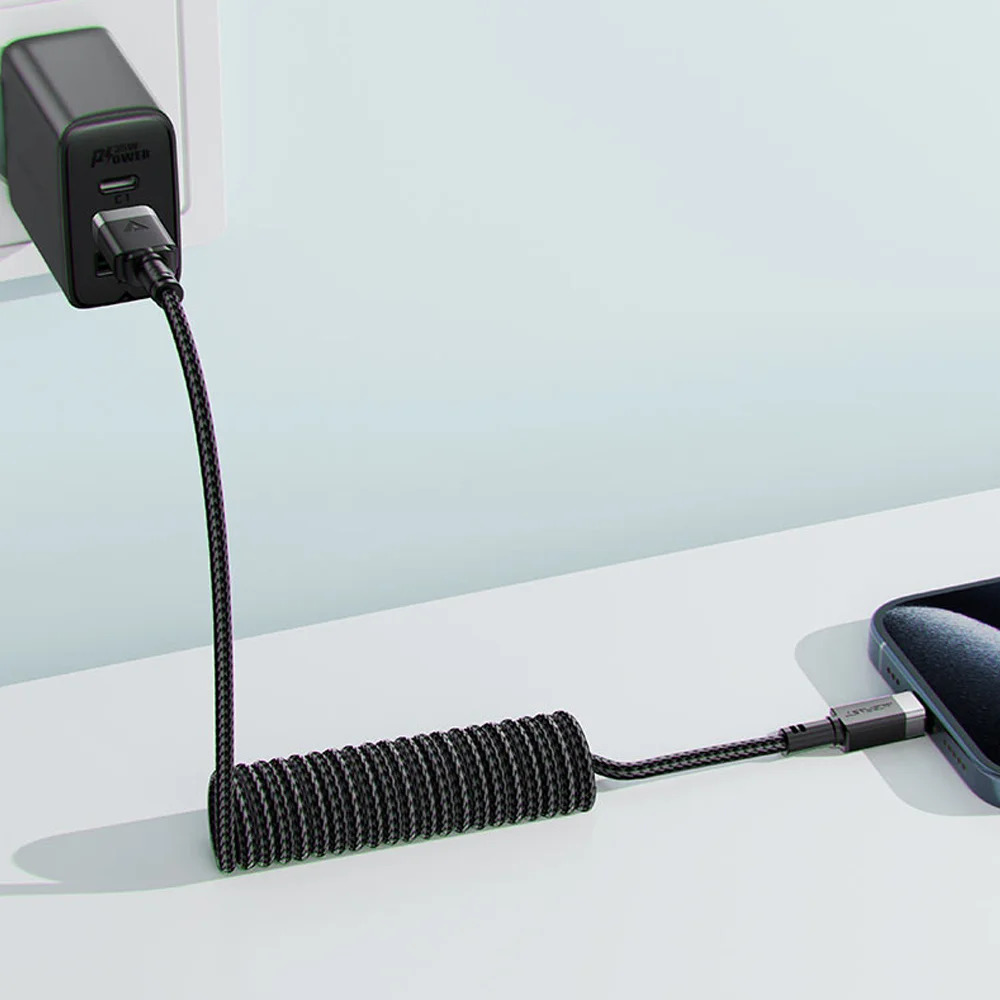 Καλώδιο Σύνδεσης Acefast C14-04 USB-A σε USB-C 3A Fast Charge USB2.0 Spring Braided Μαύρο 1.2m. Καλώδιο Σύνδεσης Acefast C14-04 USB-A σε USB-C 3A Fast Charge USB2.0 Spring Braided Μαύρο 1.2m.