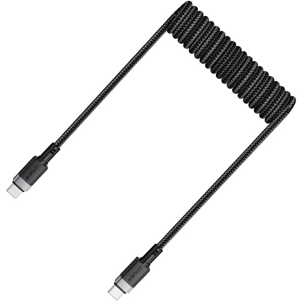 Καλώδιο Σύνδεσης Acefast C14-03 USB-C σε USB-C PD60W 3A Fast Charge USB2.0 Spring Braided Μαύρο 1.2m. Καλώδιο Σύνδεσης Acefast C14-03 USB-C σε USB-C PD60W 3A Fast Charge USB2.0 Spring Braided Μαύρο 1.2m.