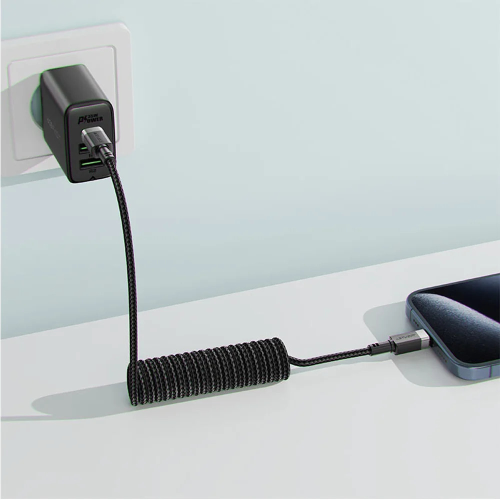 Καλώδιο Σύνδεσης Acefast C14-03 USB-C σε USB-C PD60W 3A Fast Charge USB2.0 Spring Braided Μαύρο 1.2m. Καλώδιο Σύνδεσης Acefast C14-03 USB-C σε USB-C PD60W 3A Fast Charge USB2.0 Spring Braided Μαύρο 1.2m.