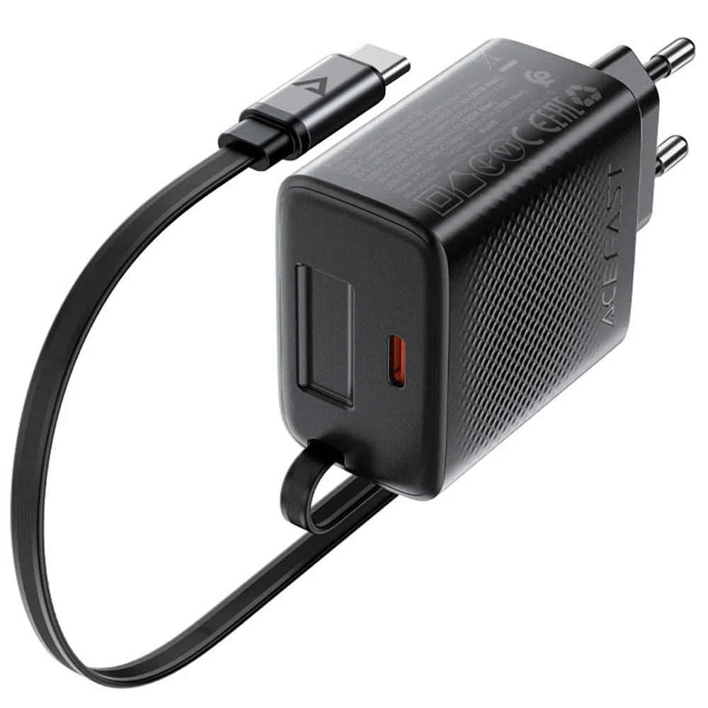 Φορτιστής Ταξιδίου Acefast A110 Fast Charging USB-C PD30W QC3.0 GaN και Αναδιπλούμενο Καλώδιο USB-C 0.64m Μαύρος Φορτιστής Ταξιδίου Acefast A110 Fast Charging USB-C PD30W QC3.0 GaN και Αναδιπλούμενο Καλώδιο USB-C 0.64m Μαύρος