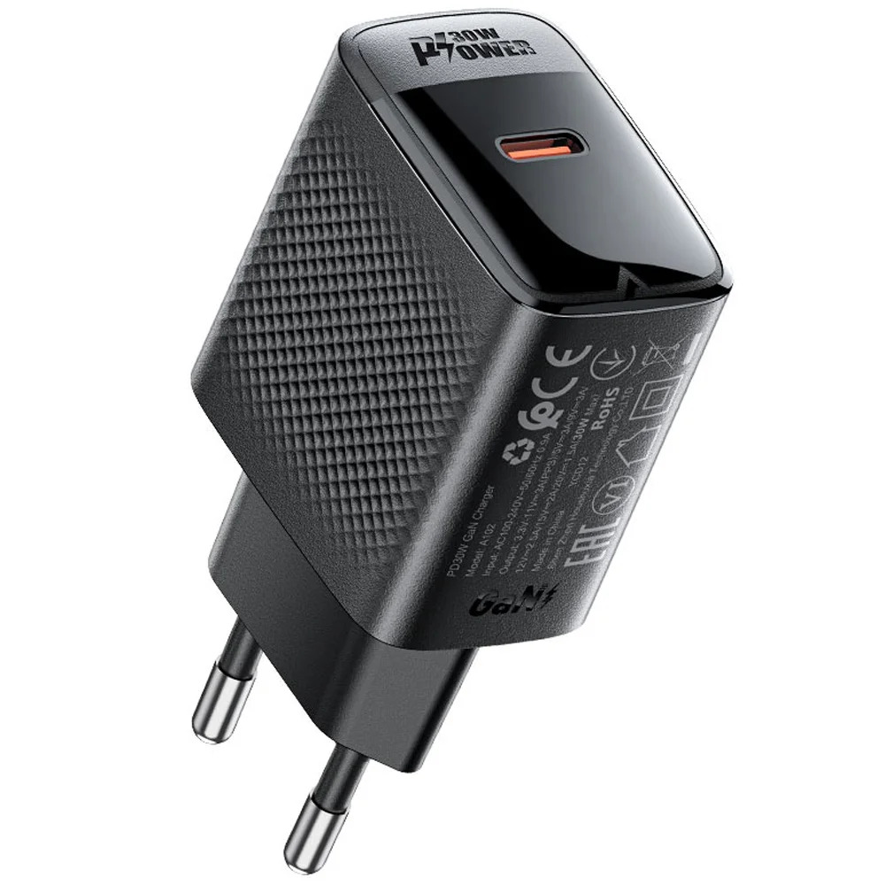 Φορτιστής Ταξιδίου Acefast A102 Fast Charging USB-C PD30W QC3.0 GaN Μαύρος Φορτιστής Ταξιδίου Acefast A102 Fast Charging USB-C PD30W QC3.0 GaN Μαύρος