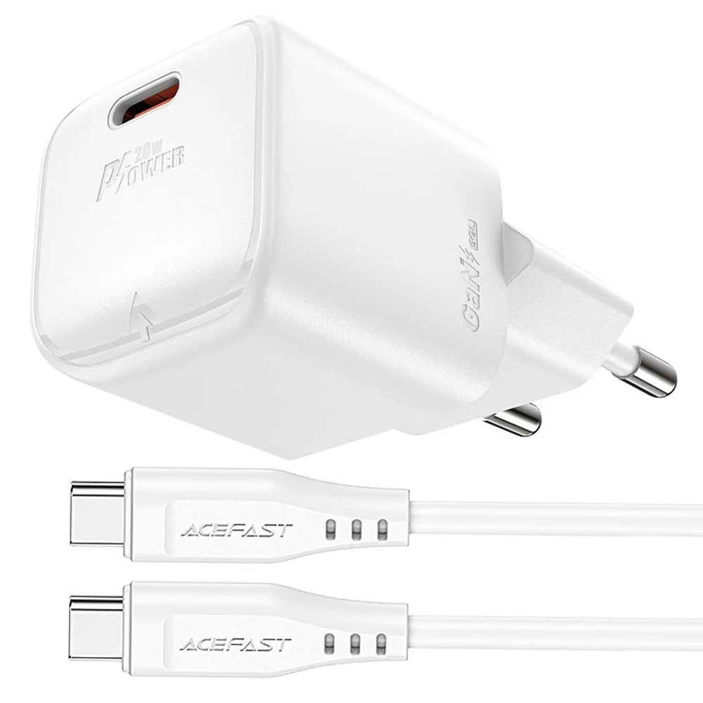 Φορτιστής Ταξιδίου Acefast A73 Mini Fast Charging 1xUSB-C PD20W QC3.0 GaN Λευκός + Καλώδιο USB-C σε USB-C Φορτιστής Ταξιδίου Acefast A73 Mini Fast Charging 1xUSB-C PD20W QC3.0 GaN Λευκός + Καλώδιο USB-C σε USB-C