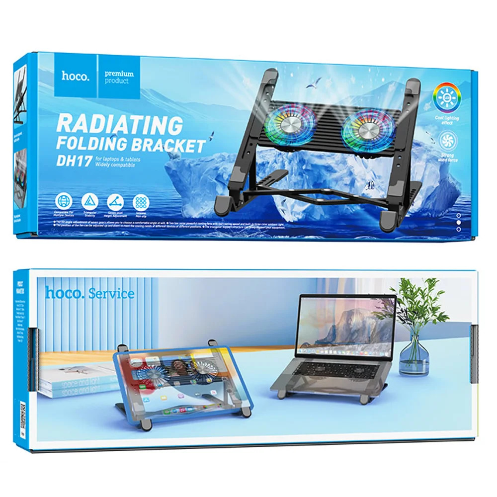 Laptop Cooler Hoco DH17 Μαύρο με Φωτισμό και 2 Ανεμιστηράκια για Φορητούς Υπολογιστές έως 17.3" Laptop Cooler Hoco DH17 Μαύρο με Φωτισμό και 2 Ανεμιστηράκια για Φορητούς Υπολογιστές έως 17.3"