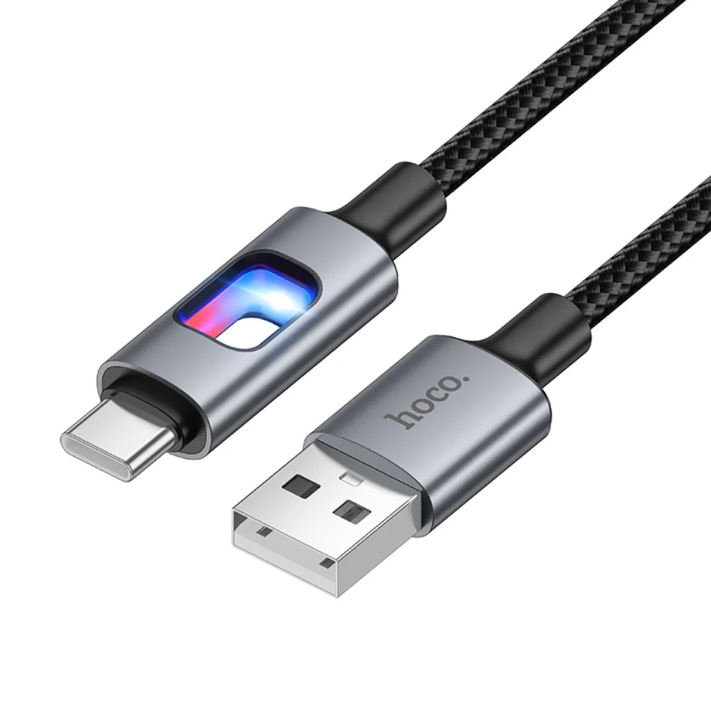Καλώδιο Hoco U144 USB-A σε USB-C Fast Charging 2.4A με Φωτισμό Braided Μαύρο 1.2m Καλώδιο Hoco U144 USB-A σε USB-C Fast Charging 2.4A με Φωτισμό Braided Μαύρο 1.2m